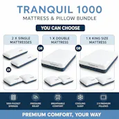 TRANQUIL 1000 MATTRESS & PILLOW BUNDLE - WINNERS CHOICE OF SIZE