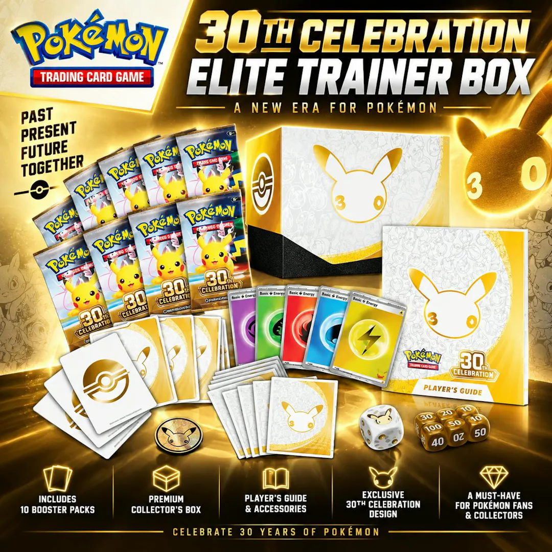 BRAND NEW RELEASE POKÉMON TCG: 30TH CELEBRATION ELITE TRAINER BOX