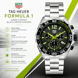 NEW TAG HEUER FORMULA 1 GREY & LIME YELLOW CHRONOGRAPH 43MM WATCH PARENT WATCH 2 #5