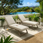 2 X QUATROPI CAYMAN OUTDOOR GARDEN CUSHIONED SUN LOUNGERS 196X70CM