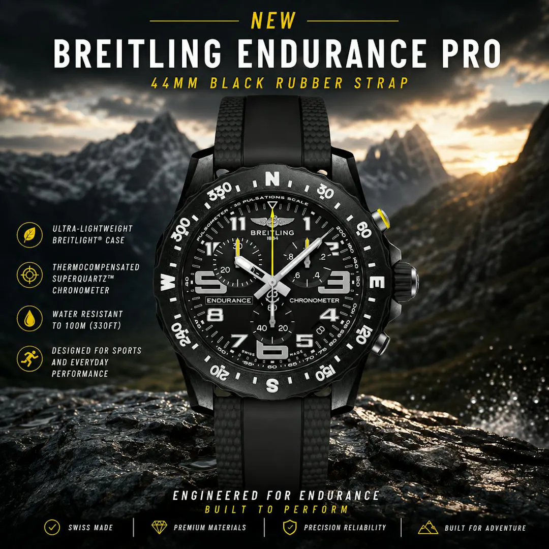mark duthie - NEW BREITLING ENDURANCE PRO 44MM BLACK RUBBER STRAP