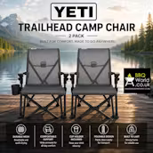 2 X CHARCOAL YETI TRAILHEAD CAMP CHAIRS + COVERS