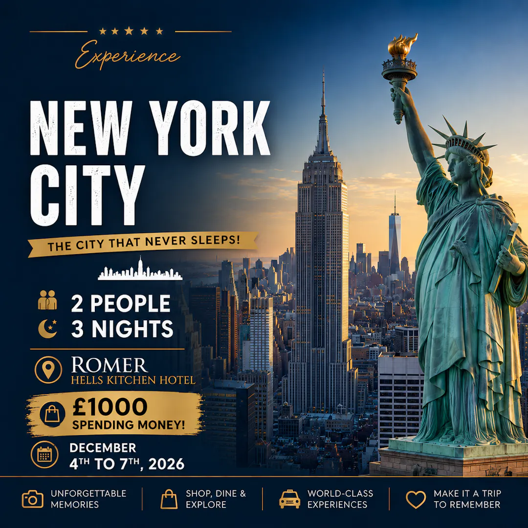 BIG APPLE NYC CHRISTMAS SHOPPING PACKAGE + £1000