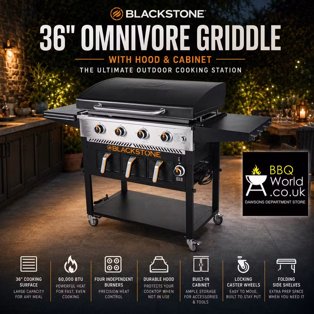 BLACKSTONE 36 INCH 4 BURNER GAS GRIDDLE PLUS WITH AIR FRYER