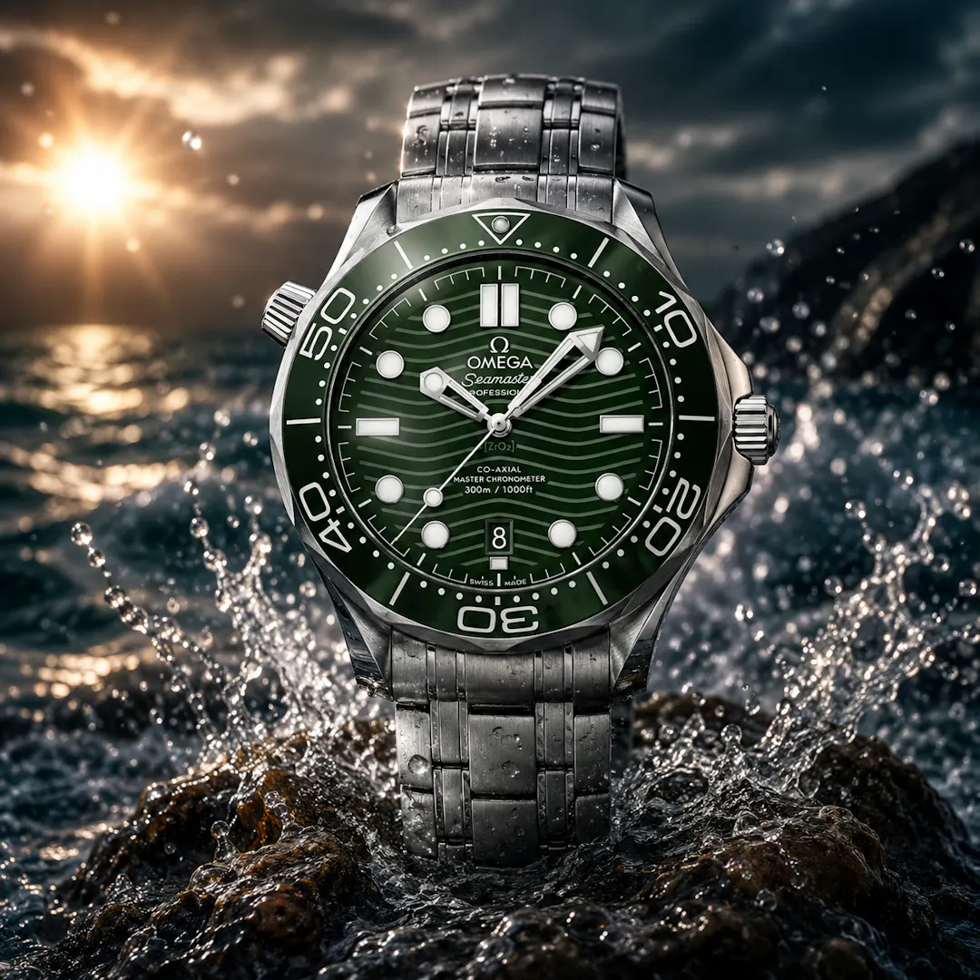 NEW OMEGA SEAMASTER DIVER 300 CO-AXIAL WATCH GREEN