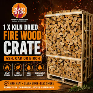 1 X KILN DRIED FIRE WOOD CRATE - ASH, OAK OR BIRCH
