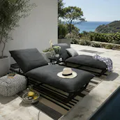 2 X LUXURY OCEAN CUSHIONED SUN LOUNGERS DARK GREY 212 × 84 CM