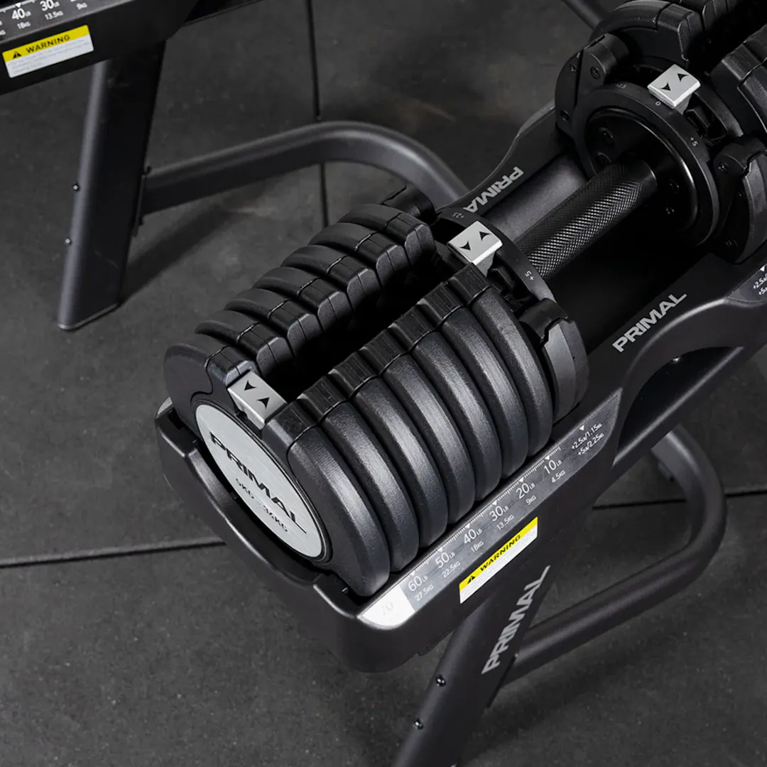 Primal 34kg Adjustable Dumbbell (Pair) With Stand