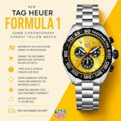 NEW TAG HEUER FORMULA 1 43MM YELLOW DIAL CHRONOGRAPH