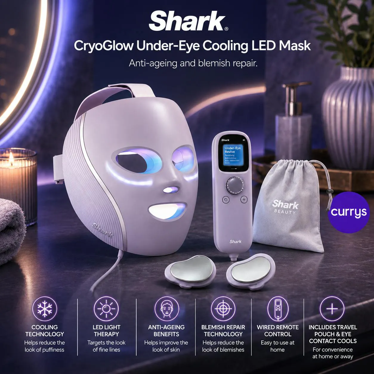 SHARK CRYOGLOW LED FACE MASK LILAC CHILL – ANTI AGEING