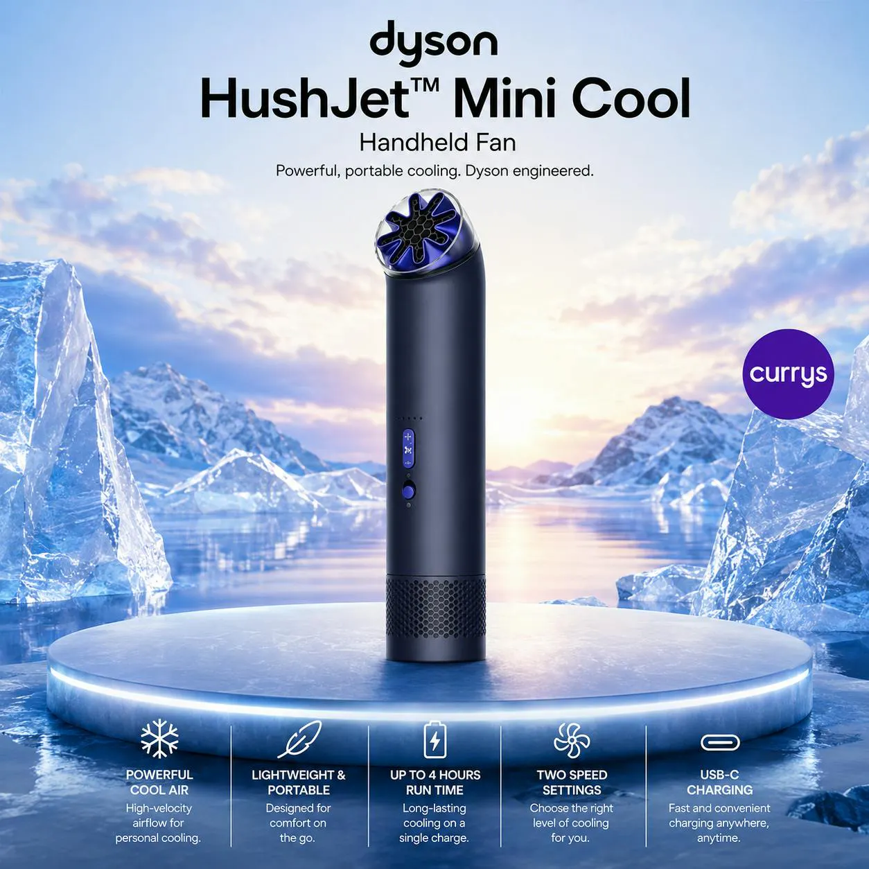 DYSON HUSHJET MINI COOL HANDHELD FAN - COBALT BLUE