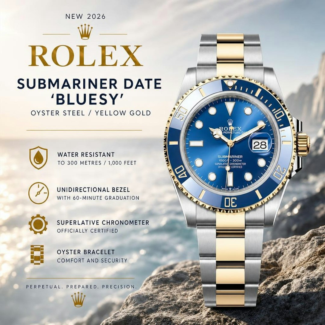 NEW 2026 ROLEX SUBMARNINER DATE 'BLUESY' OYSTER STEEL / YELLOW GOLD