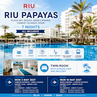 7 NIGHT RIU PAPAYAS GRAN CANARIA SUNSHINE HOLIDAY