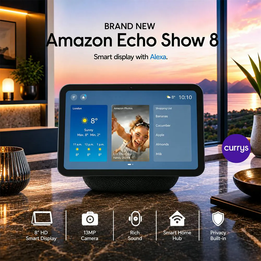 AMAZON ECHO SHOW 8 SMART DISPLAY WITH ALEXA - GRAPHITE