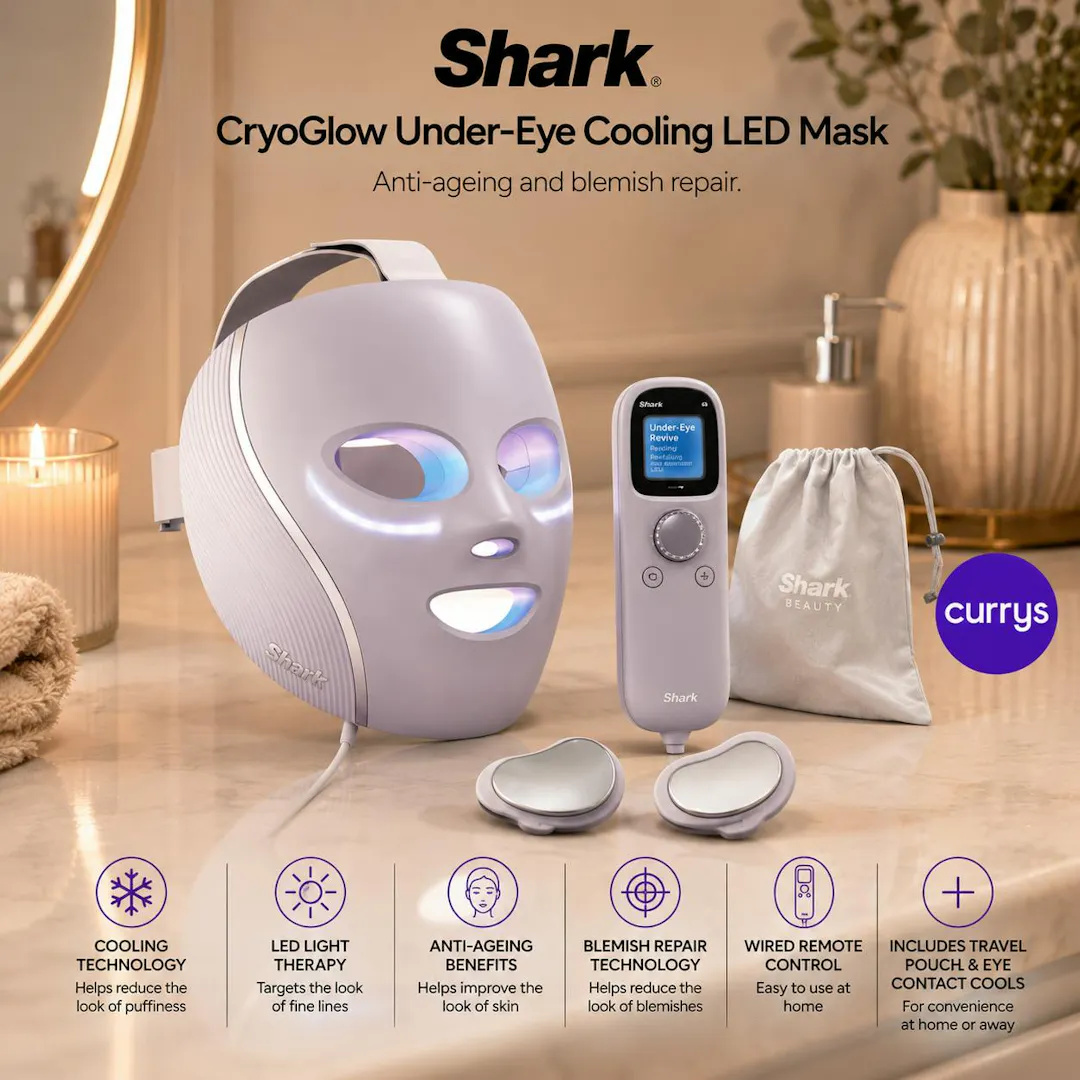SHARK CRYOGLOW UNDER-EYE COOLING LED ANTI-AGEING REPAIR MASK – LILAC CHILL