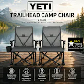 2 X CHARCOAL YETI TRAILHEAD CAMP CHAIRS + COVERS