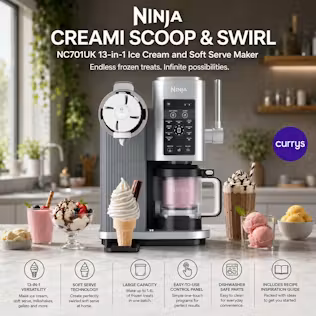 NINJA CREAMI SCOOP & SWIRL NC701UK 13-IN-1 ICE CREAM AND SOFT SERVE MAKER - SILVER - PARENT DAY 1 REBORN #9