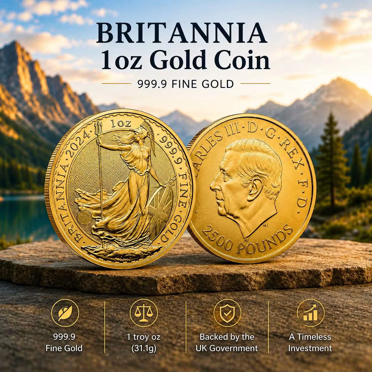 BRITANNIA 1OZ GOLD COIN 999.9 FINE GOLD or £2500
