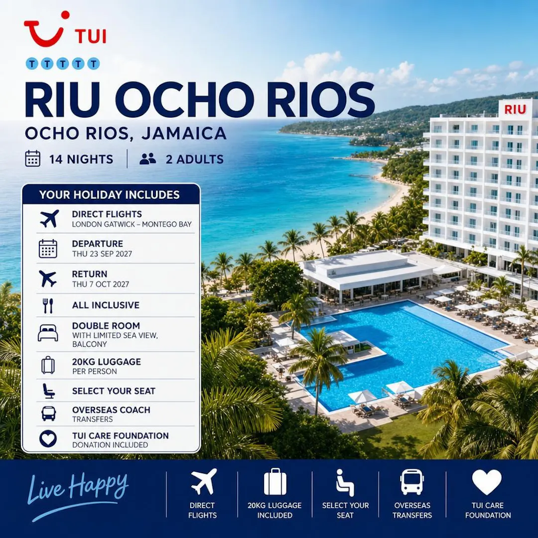 TUI ALL INCLUSIVE 14 NIGHTS 2 PEOPLE RIU OCHO RIOS, JAMAICA