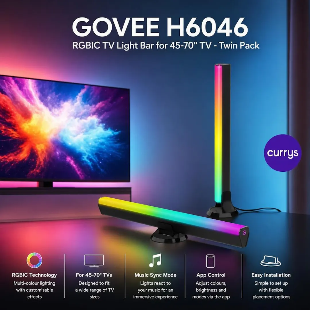 GOVEE H6046 RGBIC TV Light Bar for 45-70" TV - Twin Pack