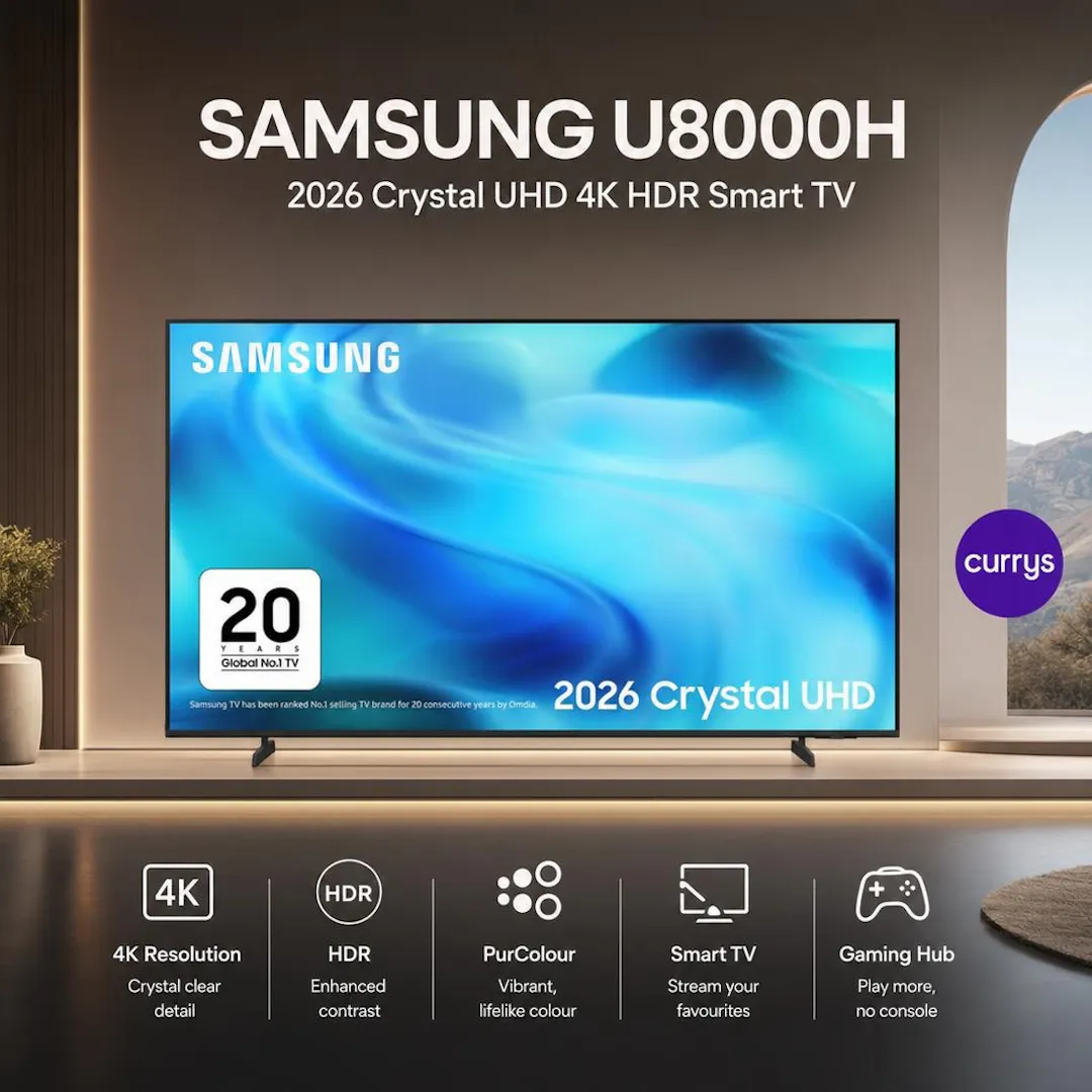 SAMSUNG U8000H 65" Crystal UHD 4K HDR Smart TV 2026