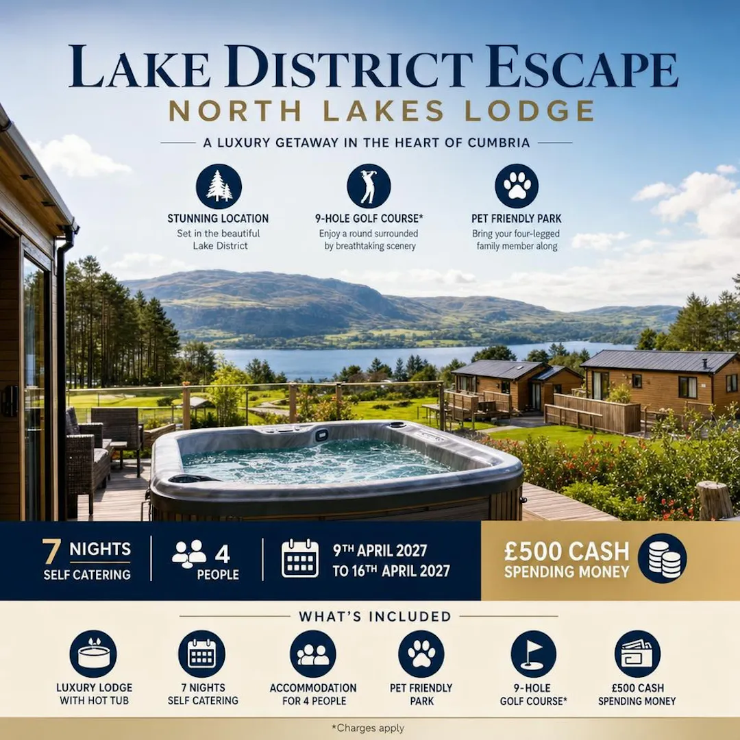 NORTH LAKES LODGE – LAKE DISTRICT 4 PEOPLE + £500