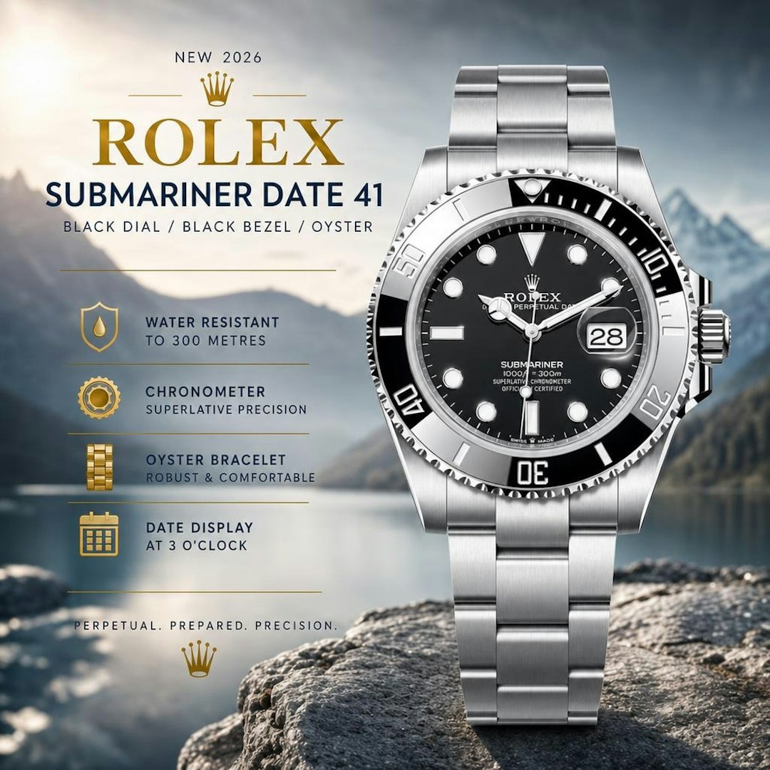 2026 ROLEX SUBMARINER DATE 41 – BLACK DIAL / BLACK BEZEL / OYSTER