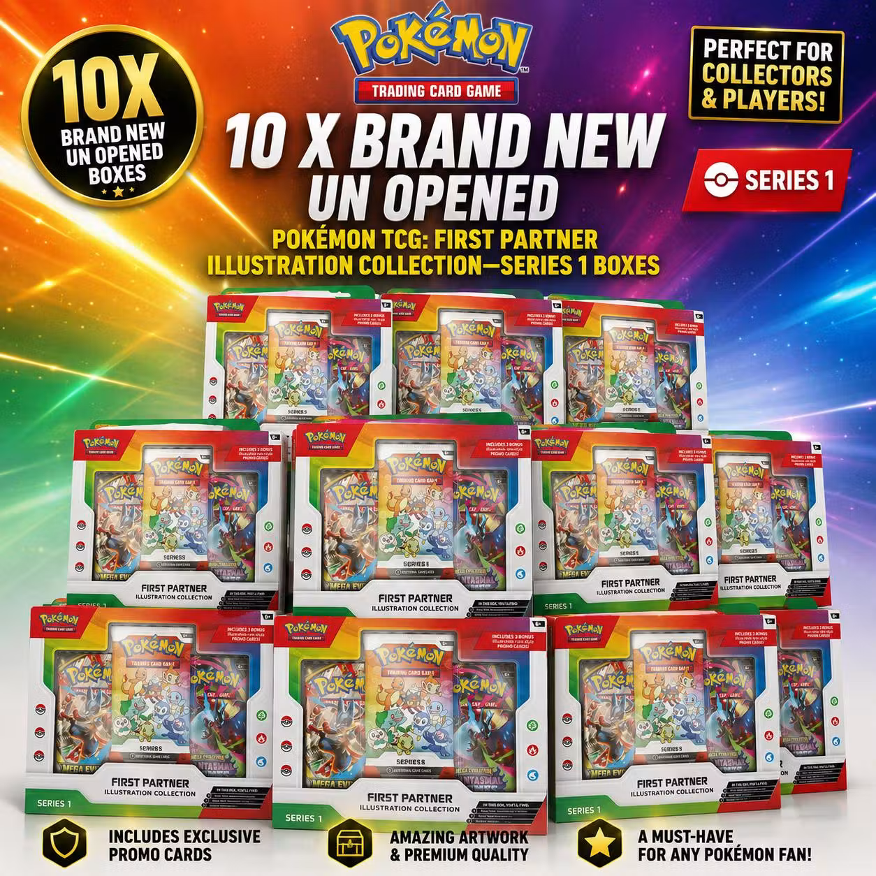10 X BRAND NEW POKÉMON TCG: FIRST PARTNER ILLUSTRATION SERIES 1 BOXES