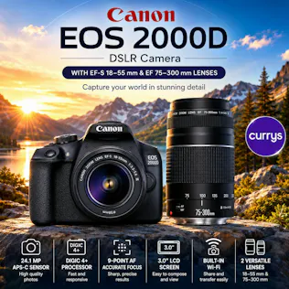 CANON EOS 2000D DSLR CAMERA WITH LENS