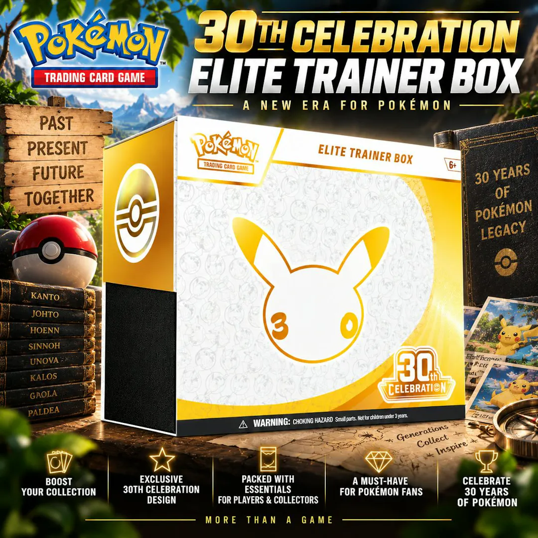 BRAND NEW RELEASE POKÉMON TCG: 30TH CELEBRATION ELITE TRAINER BOX