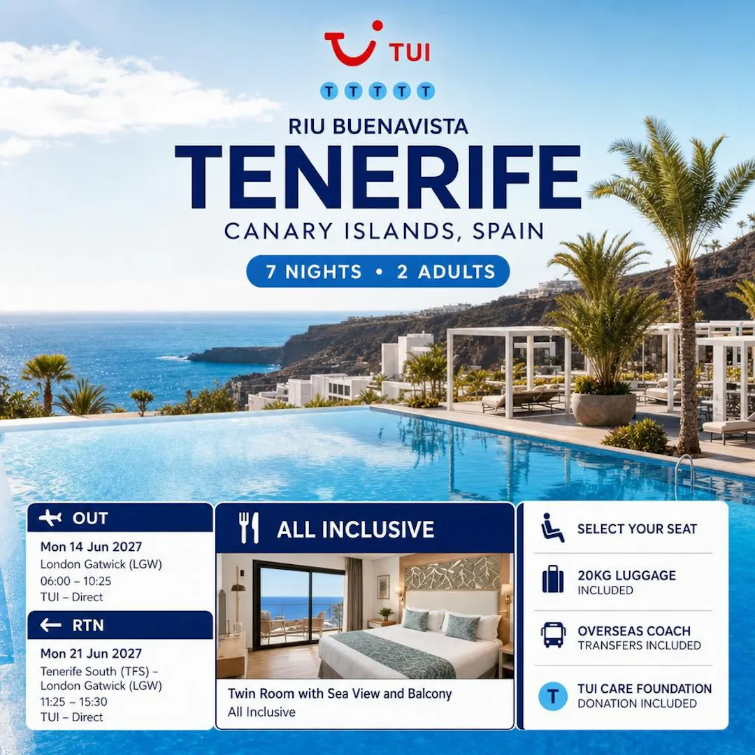 TUI ALL INCLUSIVE 7 NIGHTS 2 PEOPLE RIU BUENAVISTA Tenerife, Canary Islands