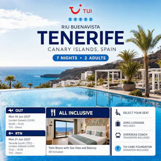 TUI ALL INCLUSIVE 7 NIGHTS 2 PEOPLE RIU BUENAVISTA Tenerife, Canary Islands