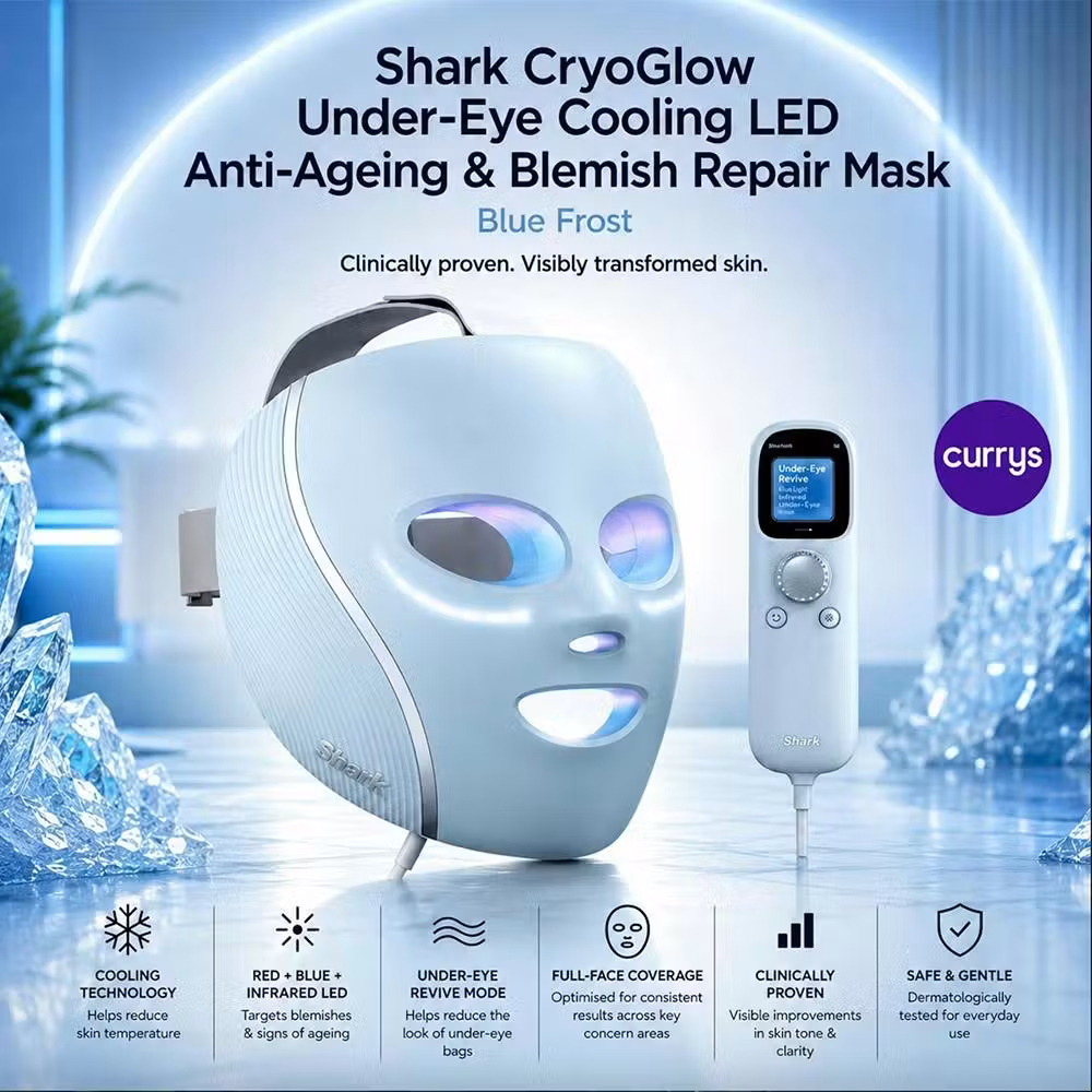 SHARK CRYOGLOW LED FACE MASK UNDER-EYE COOLING TECHNOLOGY