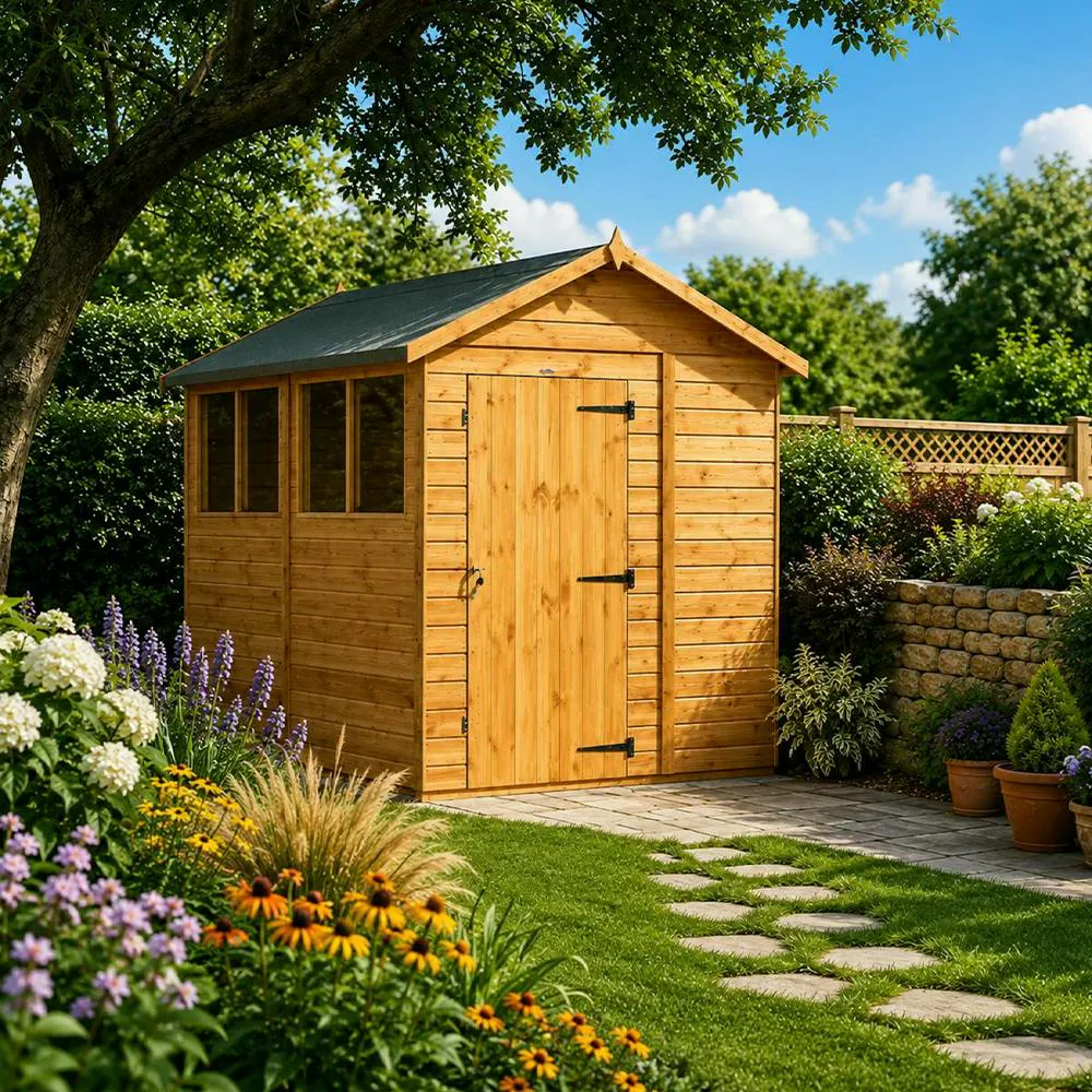 POWER SHEDS APEX GARDEN SHED 8X6 - 10 YEAR GUARANTEE