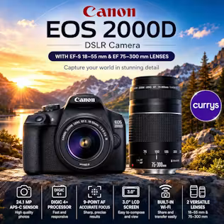 CANON EOS 2000D DSLR CAMERA WITH LENS