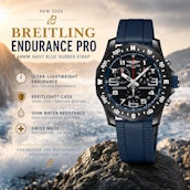 NEW BREITLING ENDURANCE PRO 44MM NAVY BLUE RUBBER STRAP WATCH